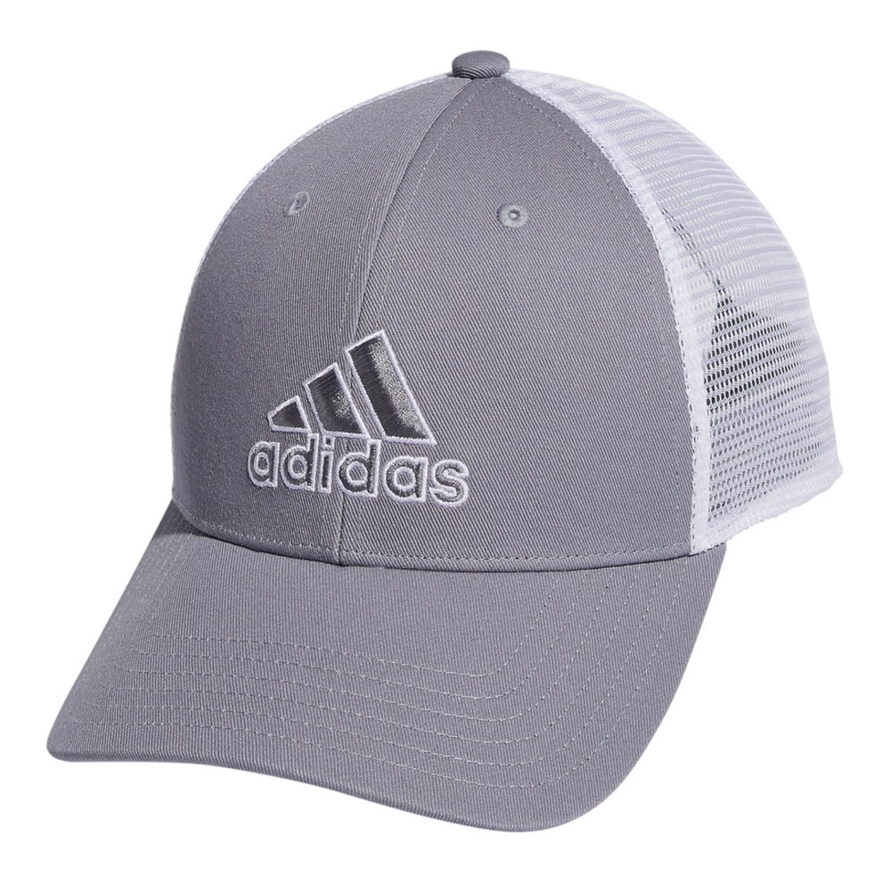 New with tags ADIDAS MEN’S STRUCTURED MESH SNAPBACK HAT GREY/WHITE Adjustable